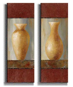 Rustic Gold Flower Vase by Loreth Canvas Art Set