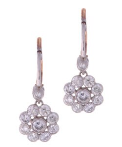 Platinum 2ct Diamond Antique Earrings