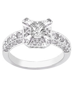 14k White Gold 1-1/6ct TDW Princess Diamond Enagement Ring (H-I, I1-I2)