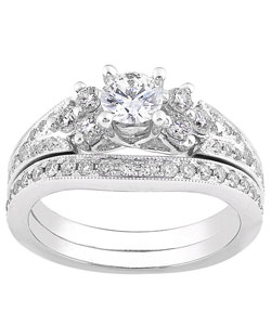 14k White Gold 1ct TDW Round Diamond Wedding Set (H-I, I1-I2)