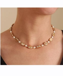 14k Gold and Coin Pearl Necklace