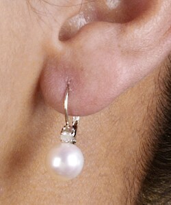 14k White Gold Akoya Pearl Diamond Earrings
