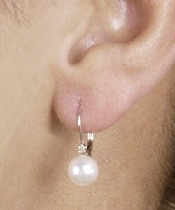 14k White Gold Akoya Pearl Diamond Earrings