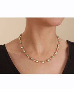 Cultured Freshwater Green Pearl & Crystal Necklace
