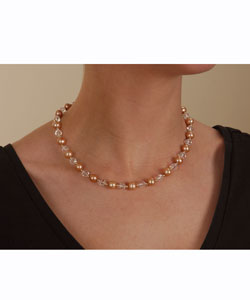 Cultured Freshwater Gold Pearl & Crystal Necklace