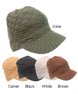 Adi Designs Square Pattern Knit Beanie with Visor