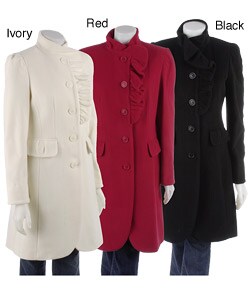 Jessica Simpson Ruffled Wool Pant Coat : Women's Clothing from Overstock.com from overstock.com