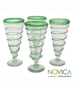 Spiraling Vegetation Beer Glasses, Set of 4 (Mexi