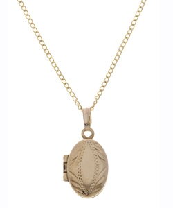 Gold Engraved Children's Locket with 13-inch Chain