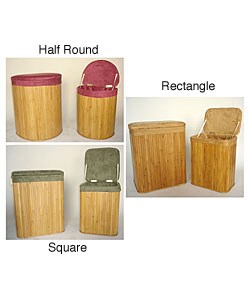 Microsuede & Bamboo Laundry Hampers (Set of 2)