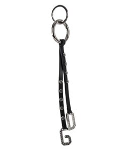 Dolce & Gabbana Black Leather Crystal 'DG' Keyring