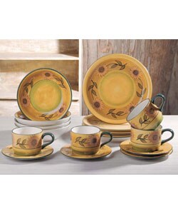 Gold Sunflower Collection 16-piece Dinner Set