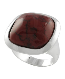 Sterling Silver Block Coral Fashion Ring