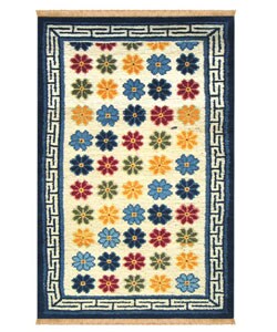 Hand-knotted Tibetan Wangden Lotus Flower Rug (2'6 x 5')