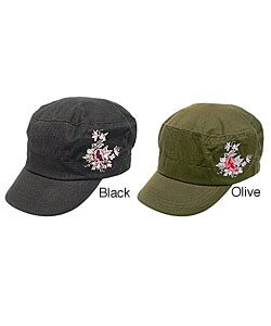 Hailey Emroidered Rose Military Hat