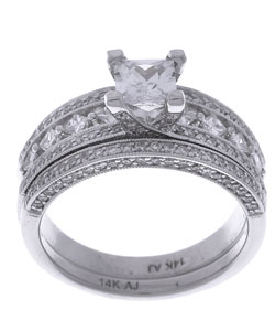 14k White Gold 2ct TDW Diamond Bridal Ring Set (G-H, SI-I1)