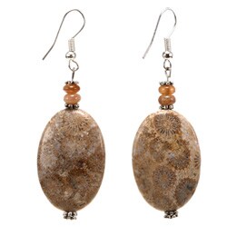 Fossil Coral and Tiger's Eye Earrings