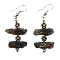 Cultured Freshwater Biwa Black Pearl Earrings