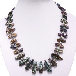 Cultured Freshwater Biwa Black Pearl Necklace