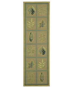 Hand-hooked Forest Tan Wool Runner (2'6 x 8')