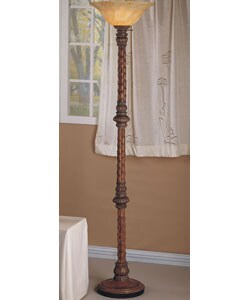 Antiqued Bamboo & Frosted Glass Floor Lamp