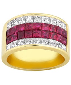 18k Gold 1-3/5ct TDW Princess Ruby Diamond Band (G-H, VS-SI)