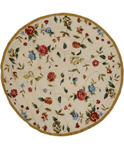 Hand-hooked Bright Floral Cotton Rug (6' Round)