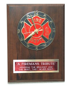 Fireman Tribute Clock with Engraved Plate