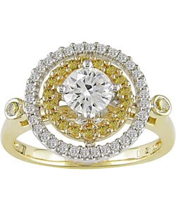 14k Two-tone 1ct TDW White & Yellow Diamond Ring yellow diamond rings