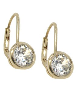 14k Gold Over Silver CZ Leverback Earrings