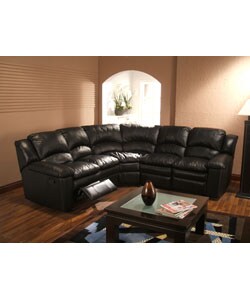 Black Leather 5-seat Recliner Sectional Sofa