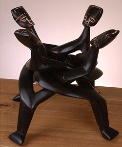 Handmade Four-headed Akuaba Unity Sculpture (Ghana)