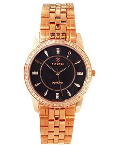 Croton Men's Rose Goldtone Diamond Dress Watch