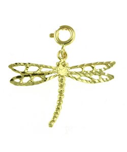 14k Yellow Gold Dragonfly Charm