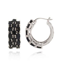 Sterling Silver Sapphire 3-tier Hoop Earrings