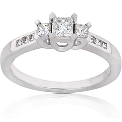 14k White Gold 1/2ct TDW Princess Diamond Wedding Ring ( H-I, I1-I2 )