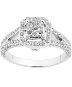 14k White Gold 1-1/3ct TDW Princess Diamond Wedding Ring