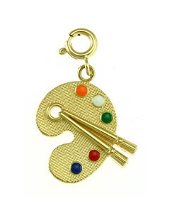 14k Yellow Gold Painter's Palette Charm