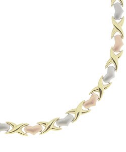 18k Gold Plated Tri-Color Gold Heart Necklace