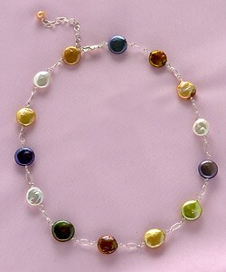 Multicolor Puff Coin Pearls Necklace (USA)