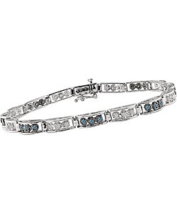 10k White Gold 1 ct TDW Blue and White Diamond Bracelet (I-J, I3)