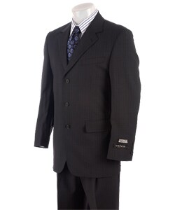 Calvin America Men's Charcoal Grey Pinstriped Suit