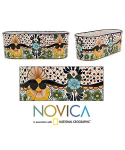 Ceramic Pansies and Petunias Flowerpot (Mexico)