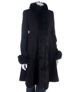 Marvin Richards Cashmere Blend Coat w/ Fox Fur Trim