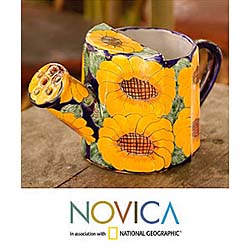 Golden Flowers Watering Pot (Mexico)