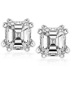 14k White Gold 1 1/4ct TDW Asscher Diamond Stud (H-I,SI1)