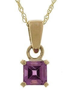 10k Gold Square Rhodolite Necklace