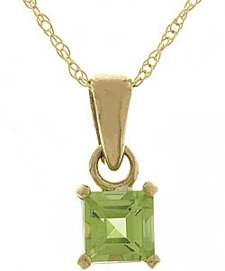 10k Gold Rope Chain w/ Square Peridot Charm