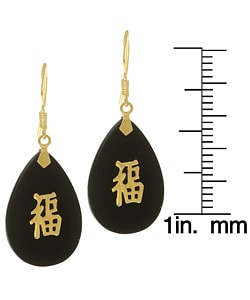 14k Yellow Gold Black Onyx Good Luck Earrings : Jewelry from Overstock.com :  asian luck 14k black