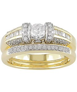 14k Yellow Gold 5/8ct TDW Round and Baguette Diamond Wedding Ring Set (G-I/ I1)